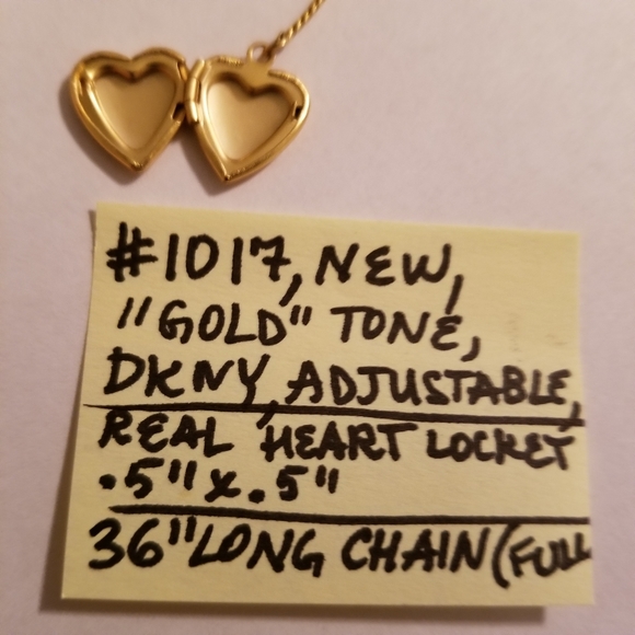 🔻REDUCED❣ ✅1017 NWOT RARE DKNY Logo Gold Tone Metal Necklace - Picture 7 of 14